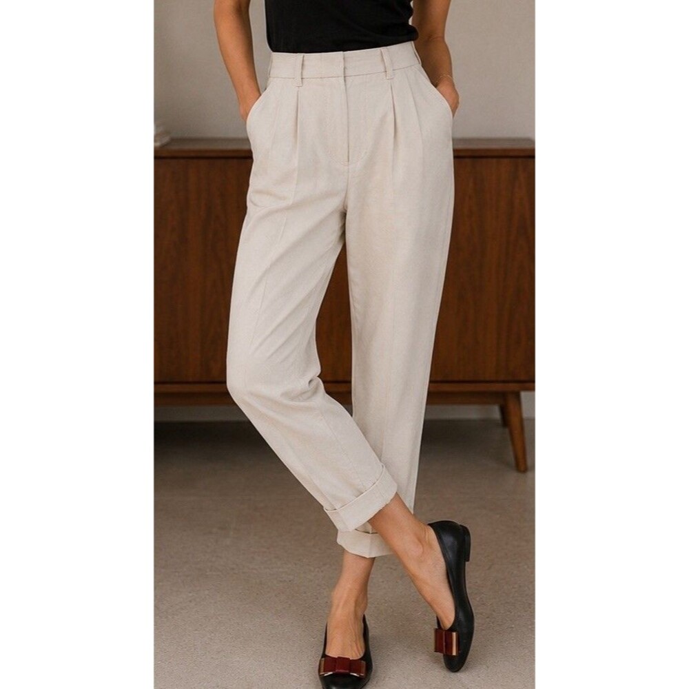 3.1 Phillip Lim Cropped Carrot Trousers High Rise Cement Size 4 NWT